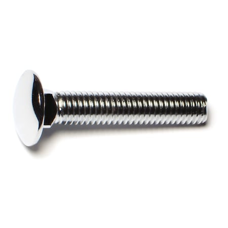 Midwest Fastener Carriage Bolt, Square Neck, 16 (Coarse), 2 in L, Steel, Chrome, 5 PK 74143